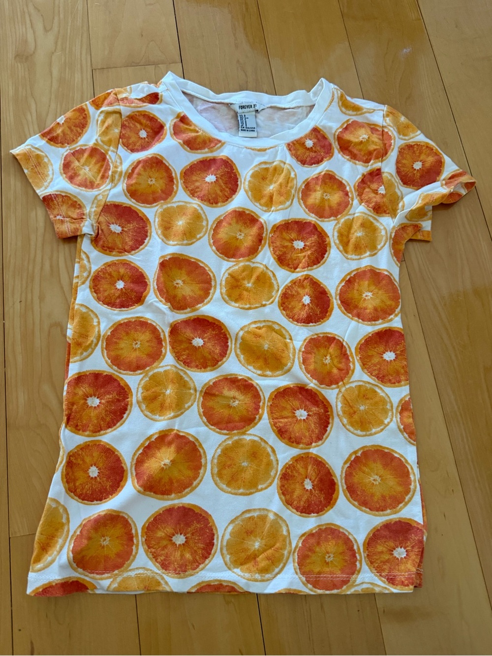 Forever 21 Kids Orange Slice Print Tee - White & Orange